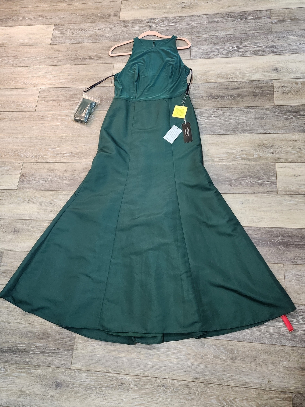 ALFRED SUNG Dark Green Halter Mermaid Maxi Gown Size 12